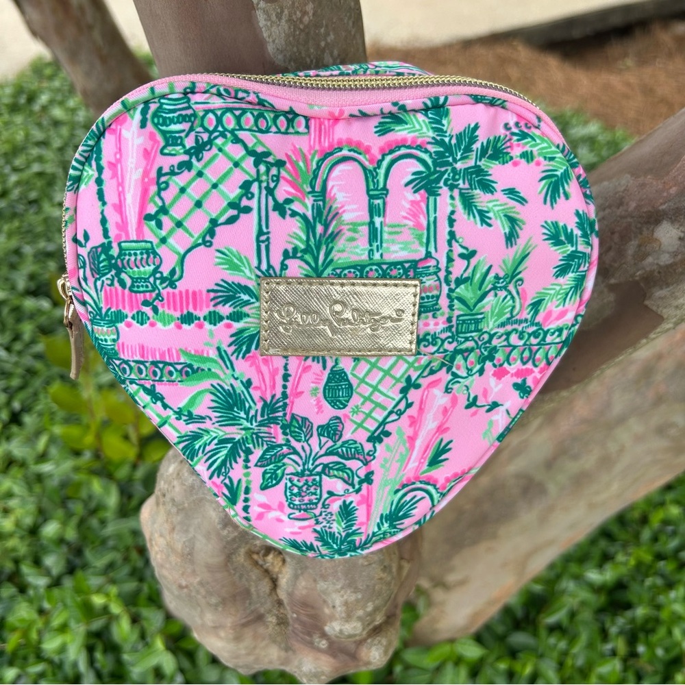 Lilly Pulitzer Heart-Shaped Pink and Green Bag